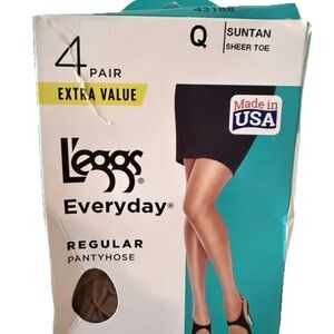 L'eggs Everyday Suntan Sheer Toe Pantyhose - 4 Pair Pack